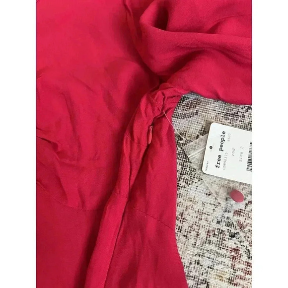 Free People Be My Baby Red Ruched Mini Dress Womens Size 2 NWT - Picture 8 of 11